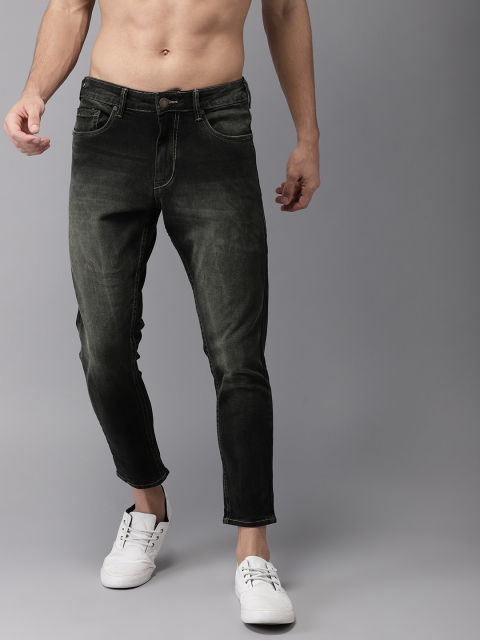 

HERE&NOW Men Black Slim Fit Mid-Rise Cropped Clean Look Stretchable Jeans