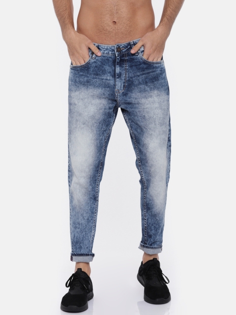 

HERE&NOW Men Blue Slim Fit Mid-Rise Clean Look Stretchable Cropped Jeans