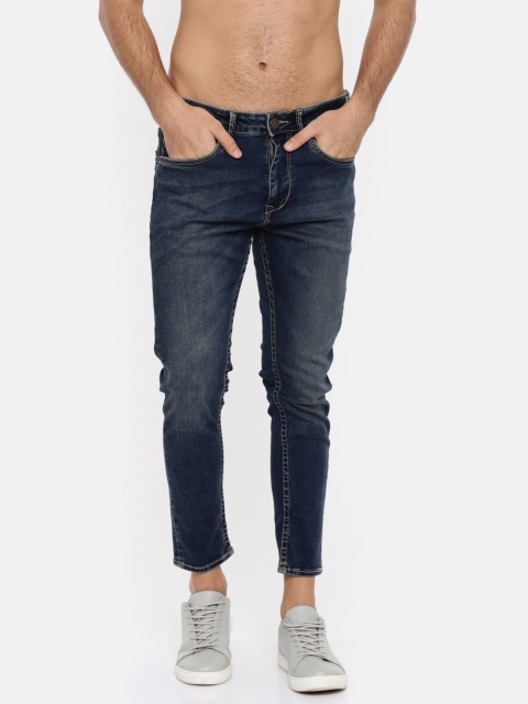 

HERE&NOW Men Blue Slim Fit Mid-Rise Clean Look Stretchable Cropped Jeans