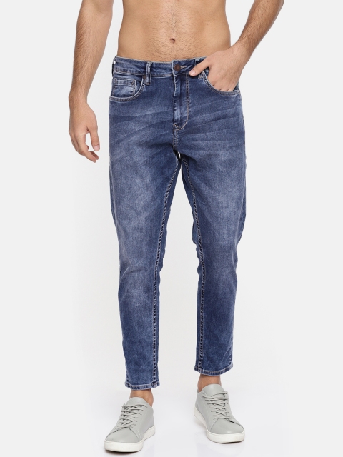 

HERE&NOW Men Blue Slim Fit Mid-Rise Clean Look Stretchable Cropped Jeans