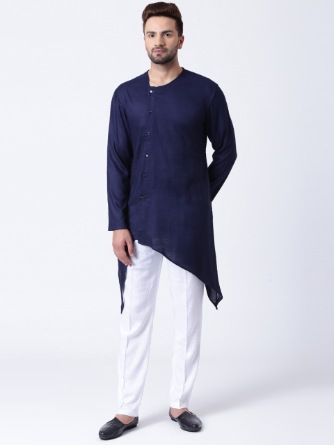 

I Know Men Navy Blue Solid Kurta with Pyjamas