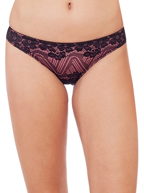 

Soie Women Pink & Black Lace Bikini Briefs FP-1511