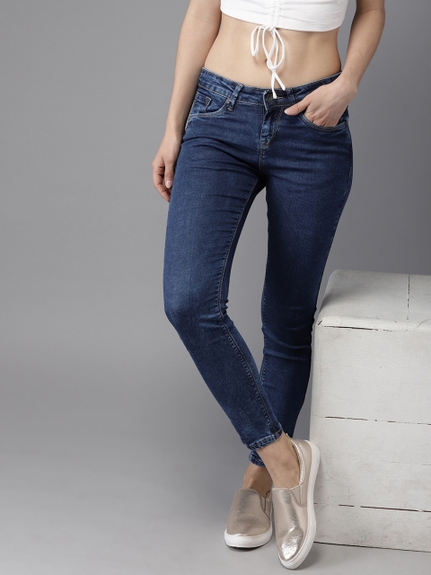 

HERE&NOW Women Blue Skinny Fit Mid-Rise Cropped Clean Look Stretchable Jeans