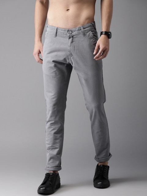 

HERE&NOW Men Grey Slim Fit Solid Chinos
