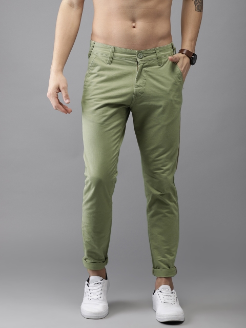 

HERE&NOW Men Green Slim Fit Solid Chinos