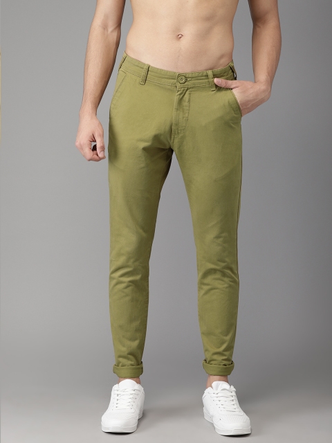 

HERE&NOW Men Olive Green Slim Fit Solid Chinos