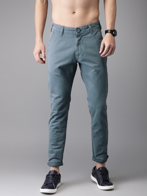 

HERE&NOW Men Grey Slim Fit Solid Chinos