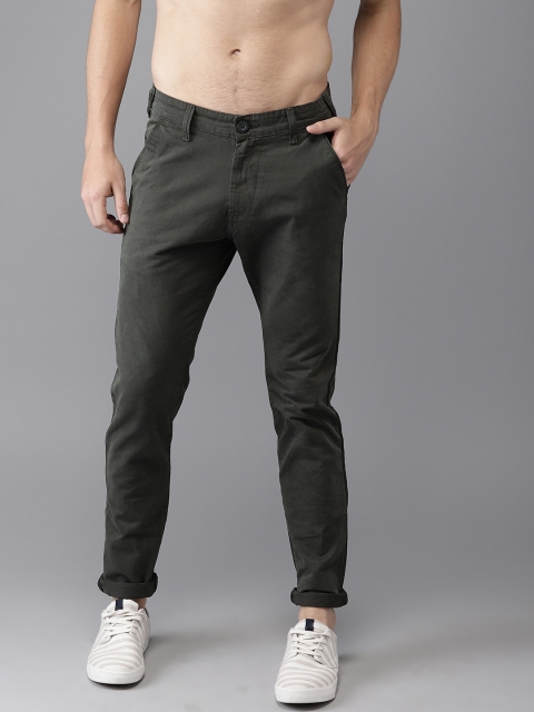 

HERE&NOW Men Charcoal Slim Fit Solid Chinos