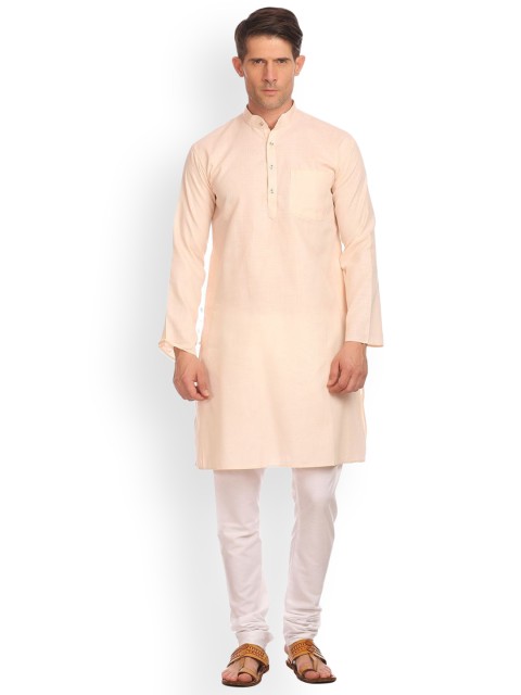 

Wintage Men Cream-Coloured Solid Straight Kurta