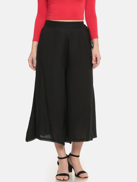 

De Moza Women Black Wide Leg Solid Palazzos