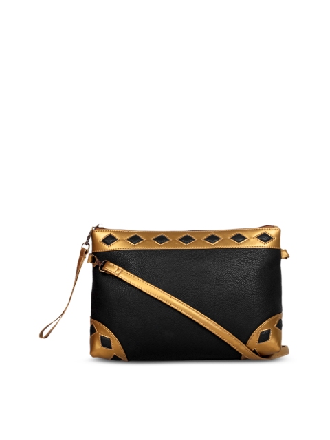 

Berrypeckers Black & Gold-Toned Self Design Sling Bag