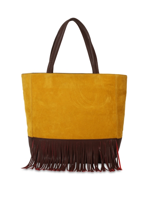 

Berrypeckers Yellow & Brown Solid Tote Bag