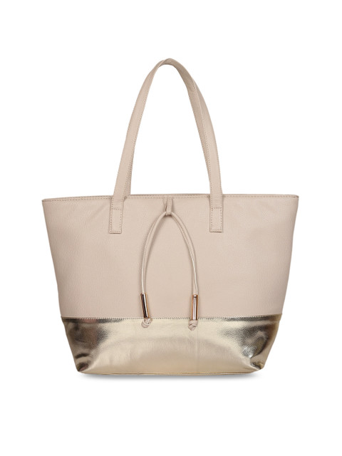 

Berrypeckers Beige & Gold-Toned Colourblocked Handheld Bag