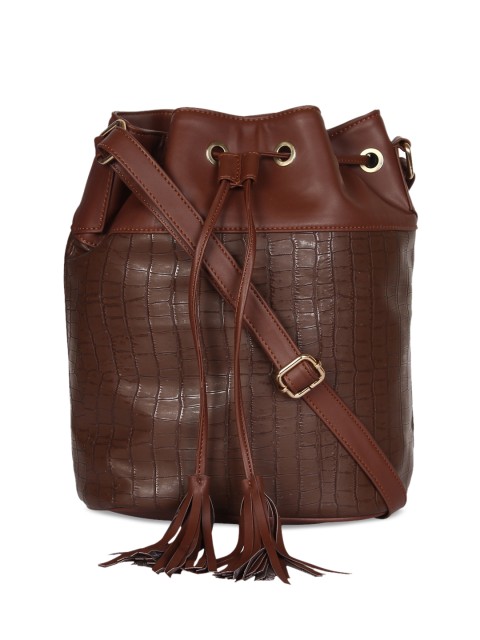

Berrypeckers Brown Textured Handheld Bag
