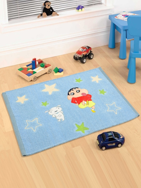 

Saral Home kids Handloom Made Blue Printed Rectangular Floormat