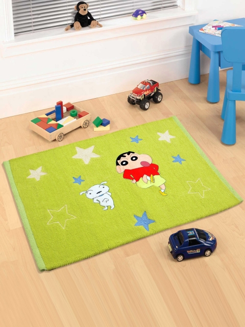 

Saral Home kids Handloom Made Green Printed Rectangular Floormat