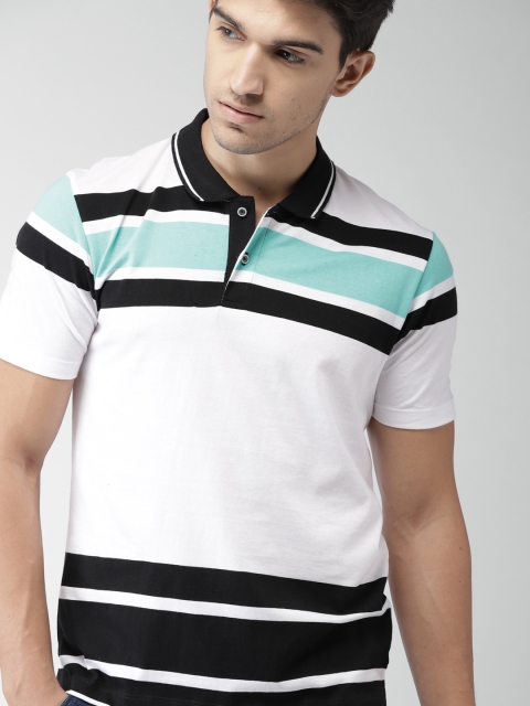

INVICTUS Men White Striped Polo Collar T-shirt