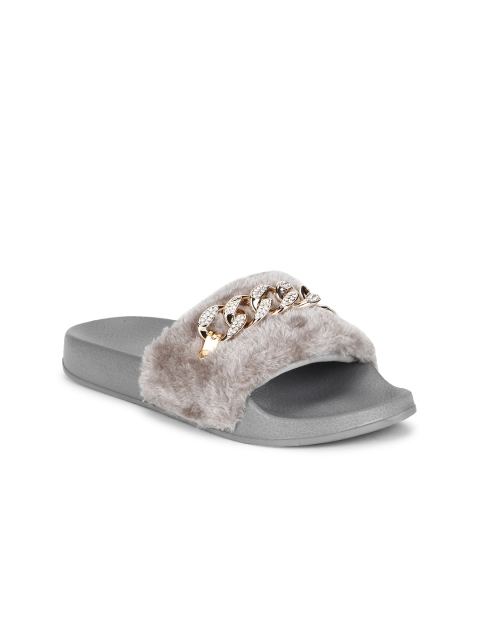 

Truffle Collection Women Grey Solid Synthetic Open Toe Flats