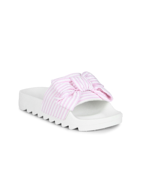 

Truffle Collection Women Pink Solid Synthetic Open Toe Flats