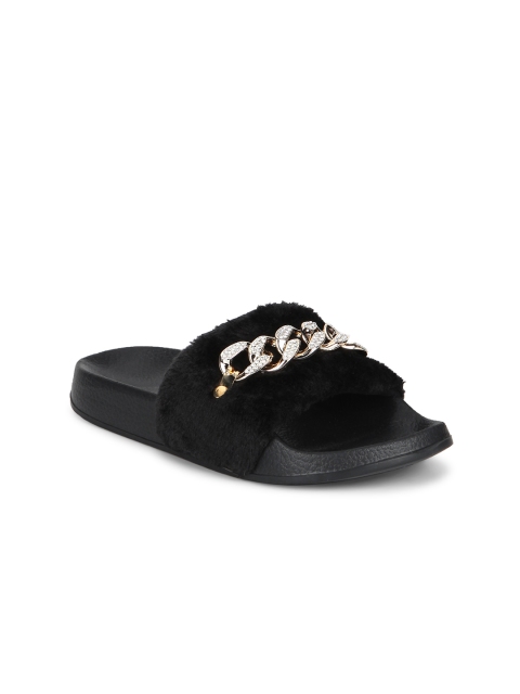

Truffle Collection Women Black Solid Synthetic Open Toe Flats