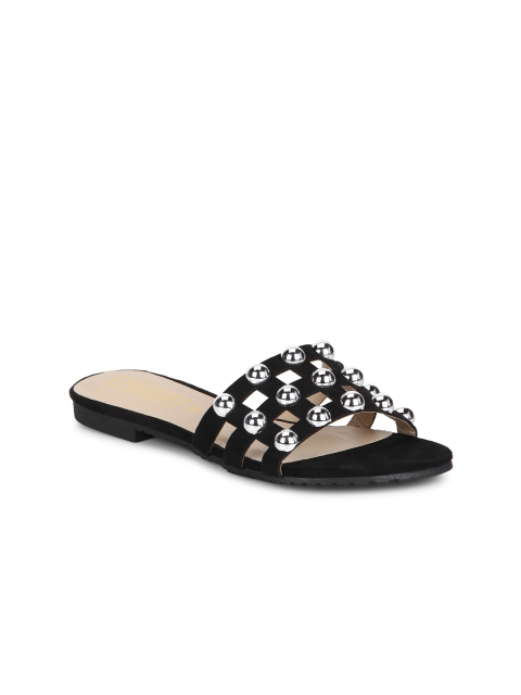 

Truffle Collection Women Black Solid Synthetic Open Toe Flats