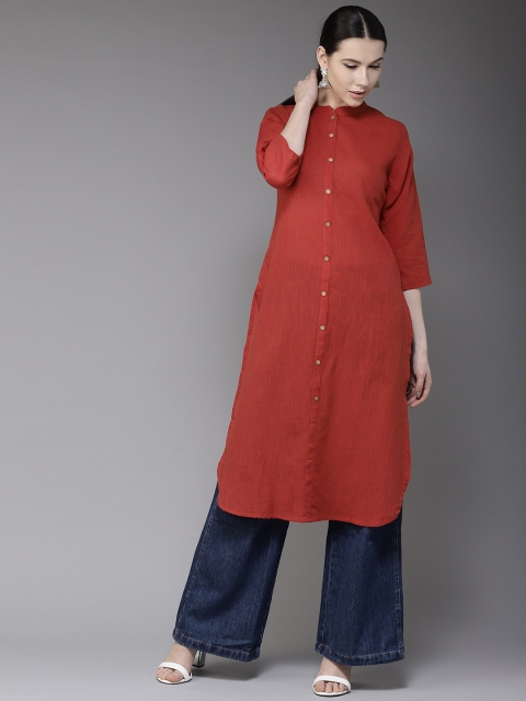 

Moda Rapido Women Red Solid A-Line Kurta