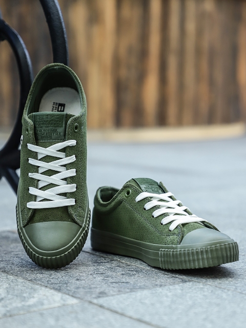 

BRITISH KNIGHTS Men Olive Green Nubuck Leather Sneakers