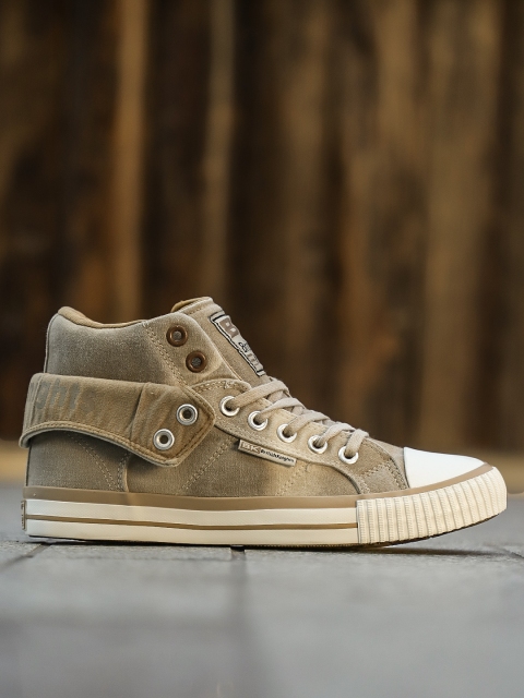 

BRITISH KNIGHTS Men Brown Solid Canvas Mid-Top Sneakers