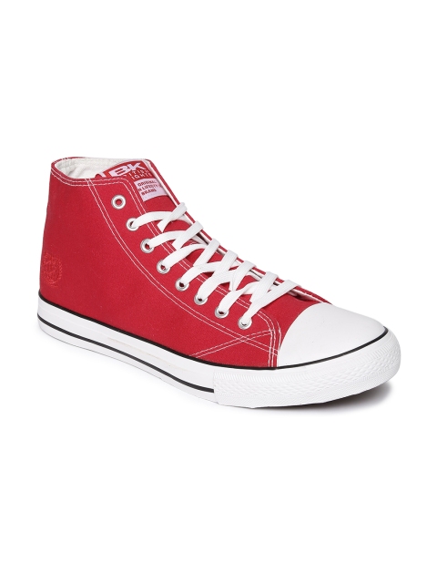 

BRITISH KNIGHTS Men Red Solid Canvas Mid-Top Sneakers