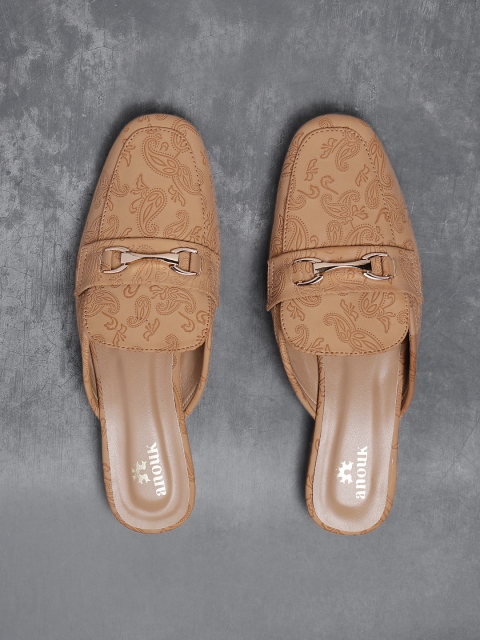 

Anouk Women Beige Printed Mules