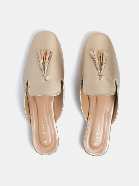 

Mast & Harbour Women Gold-Toned Solid Mules