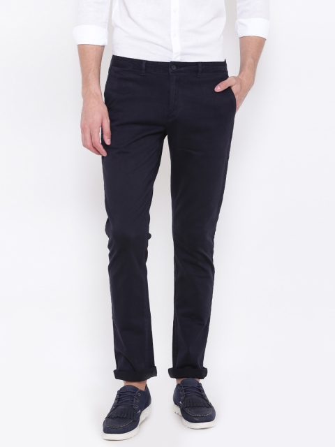 

Blackberrys Men Navy Blue Regular Fit Solid Trousers