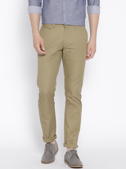 

Blackberrys Men Beige Regular Fit Solid Regular Trousers