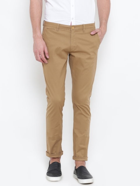 

Blackberrys Men Khaki Regular Fit Solid Trousers