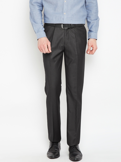 

Blackberrys Men Charcoal Grey Smart Regular Fit Solid Formal Trousers