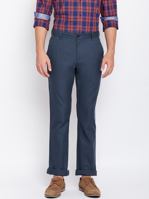 

Blackberrys Men Navy Blue Slim Fit Solid Regular Trousers