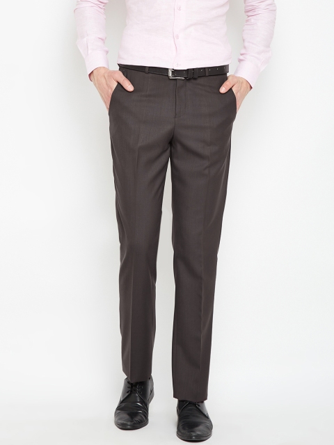 

Blackberrys Men Coffee Brown Regular Fit Solid Formal Trousers