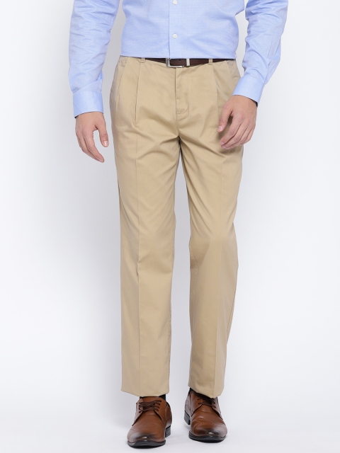 

Blackberrys Men Beige Smart Fit Solid Formal Trousers