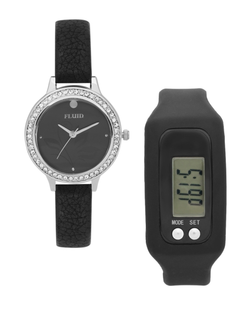 

FLUID Women Watch Gift Set, Black