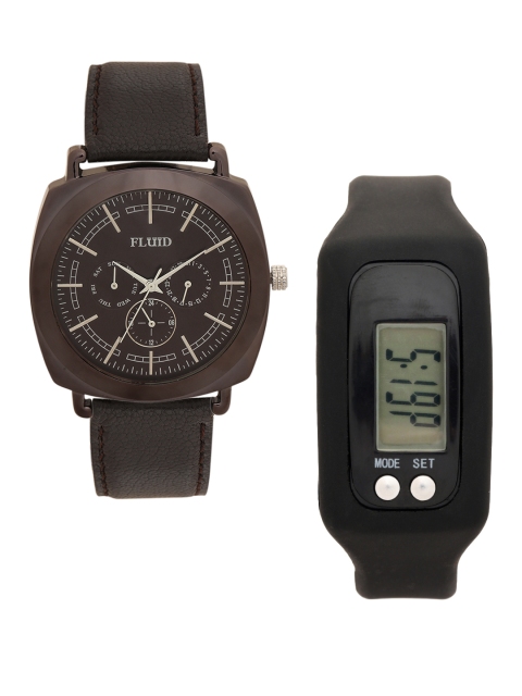 

FLUID Men Watch Gift Set, Coffee brown