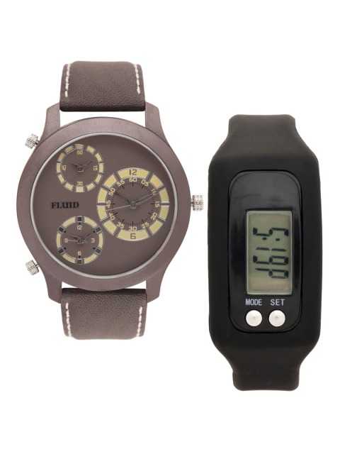 

FLUID Men Watch Gift Set, Coffee brown