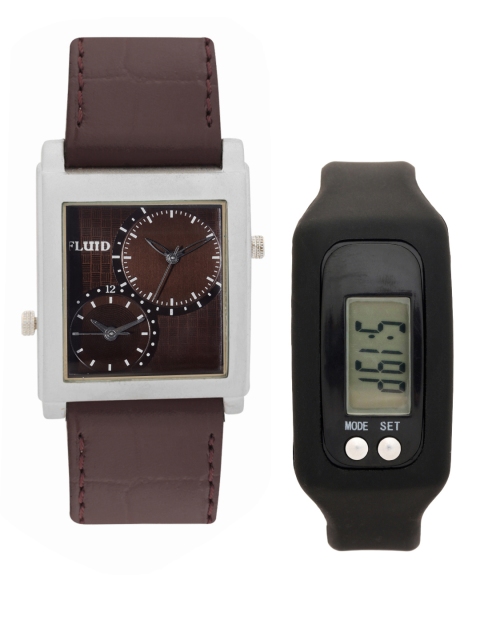 

FLUID Men Watch Gift Set, Coffee brown