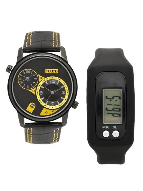 

FLUID Men Watch Gift Set, Black