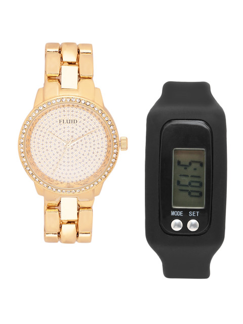 

FLUID Women Watch Gift Set, Gold