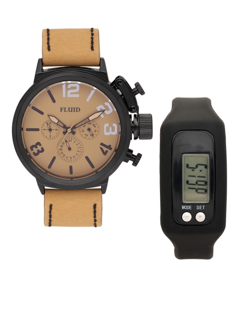 

FLUID Men Watch Gift Set, Brown