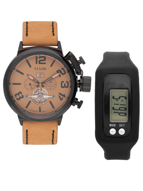 

FLUID Men Watch Gift Set, Brown