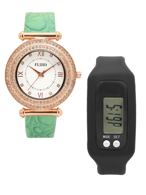 

FLUID Women Watch Gift Set, White