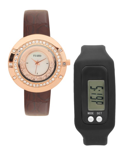 

FLUID Women Watch Gift Set, White