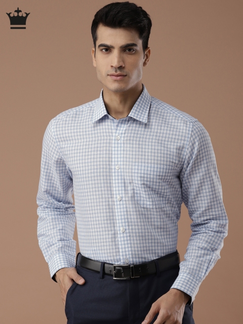 

Louis Philippe Men Blue & White Slim Fit Checked Formal Shirt