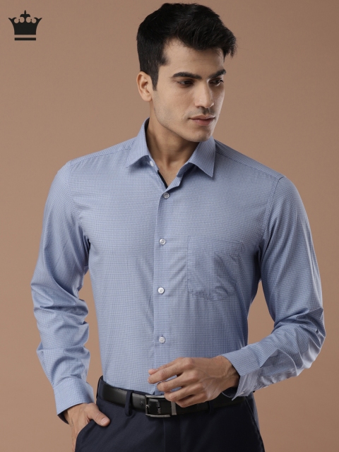

Louis Philippe Men Blue Slim Fit Checked Formal Shirt